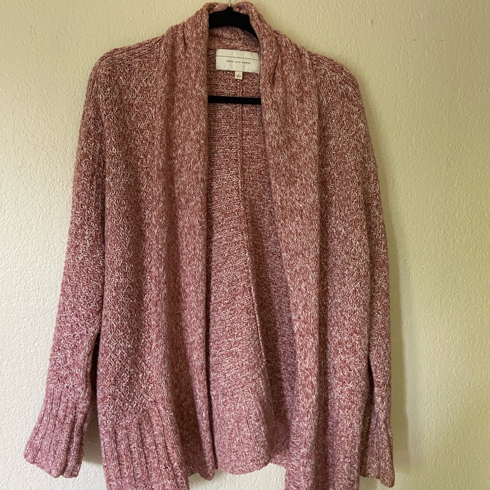 Angel Of The North Pink Cardigan Sweater Shawl Collar
